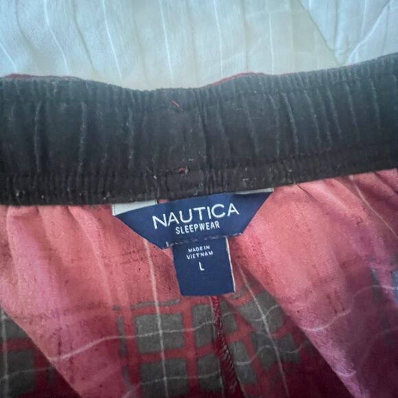 Nautica Men's Red Black Plaid Lounge Sleepwear Pajama Pants Size L - Picture 6 of 9